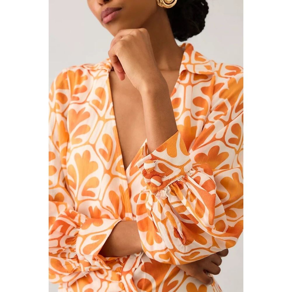Anthropologie Maeve Printed Wrap Shirt Dress - Picture 4 of 11